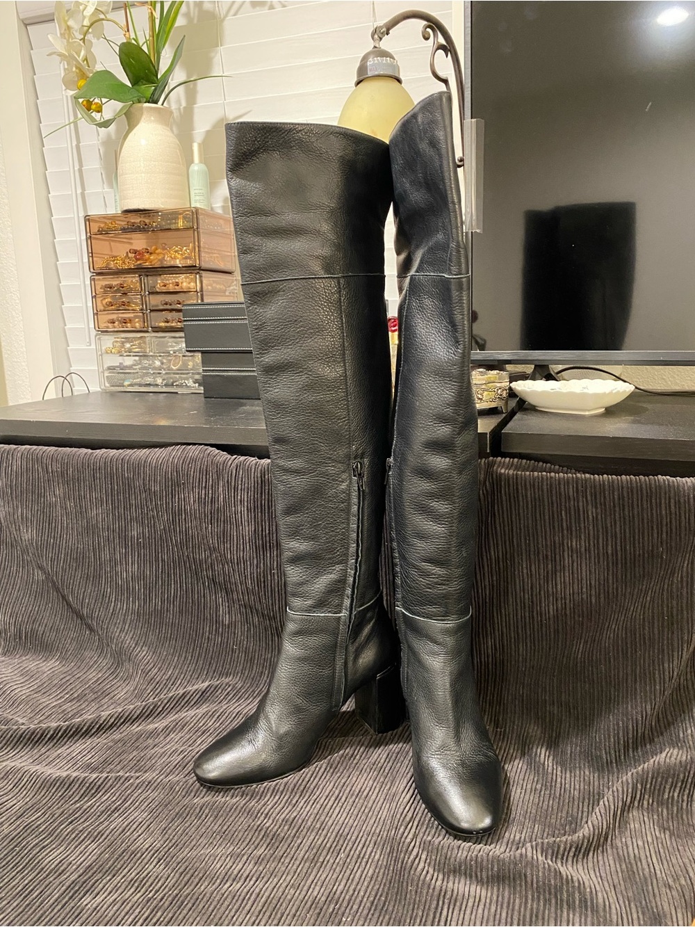 Lewit Black Over-the-Knee Leather Boots